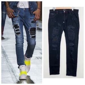 Philipp Plein Super Straight Cut Illegal Fight Club Jeans Idra Black Distressed